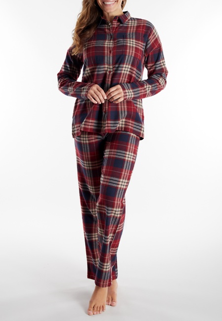 TOM TAILOR Damen Pyjama rot kariert