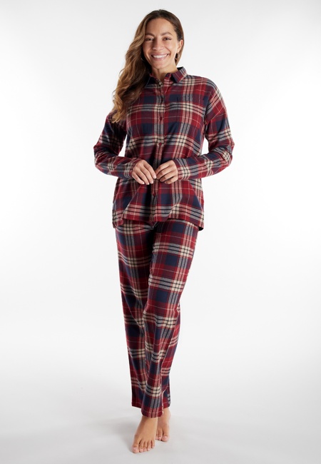 TOM TAILOR Damen Pyjama rot kariert