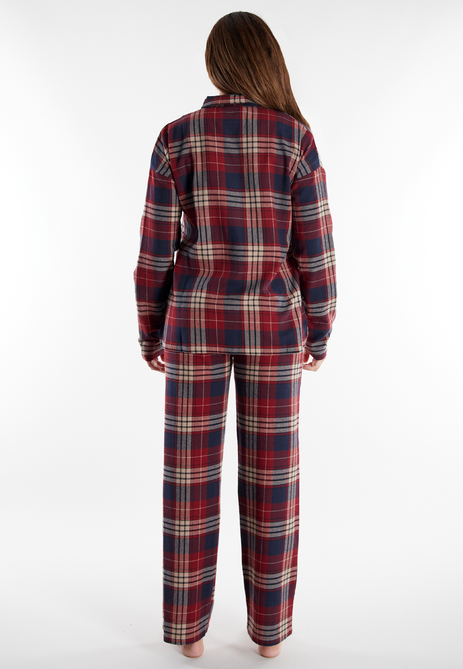 TOM TAILOR Damen Pyjama rot kariert