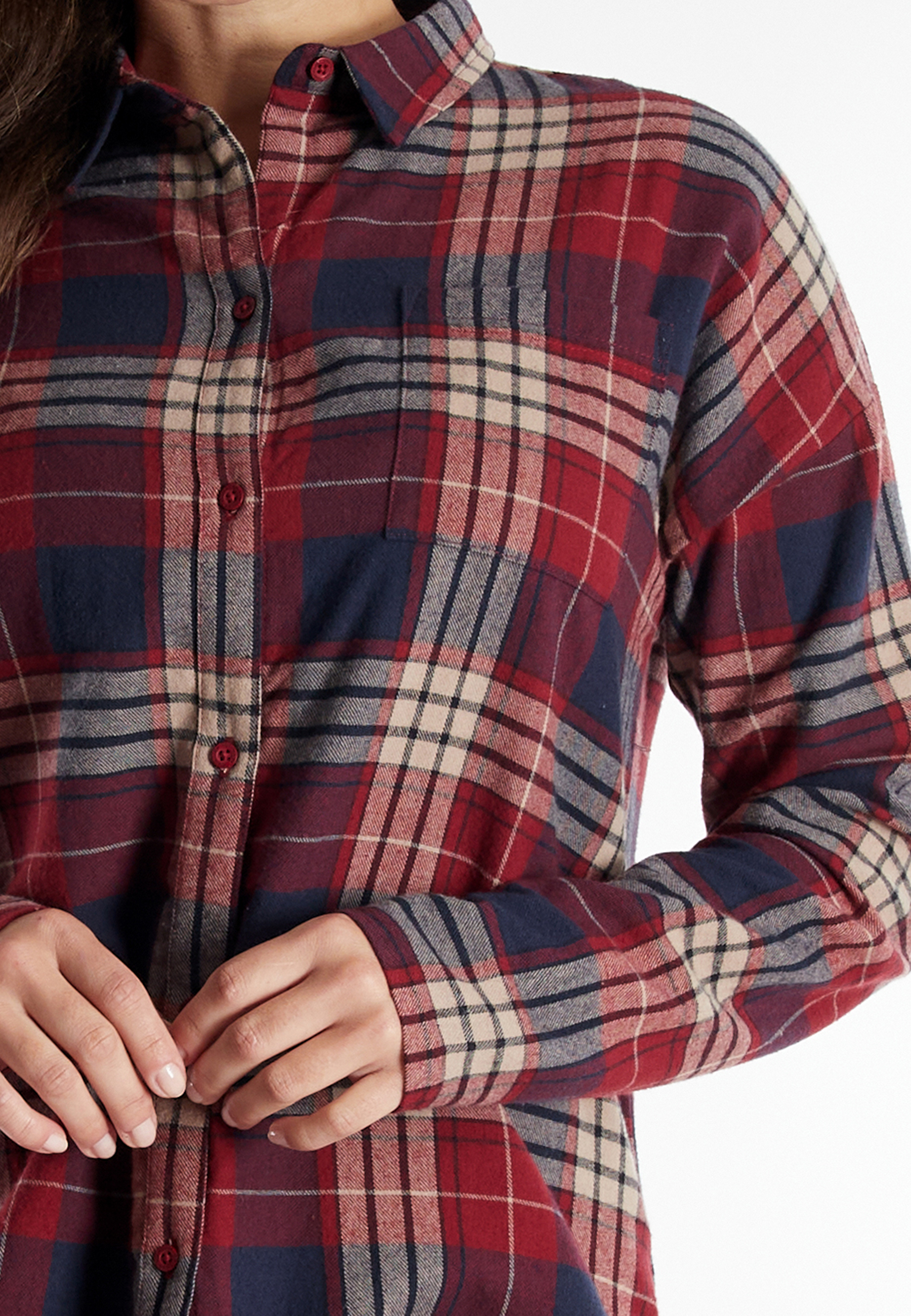 TOM TAILOR Damen Pyjama rot kariert
