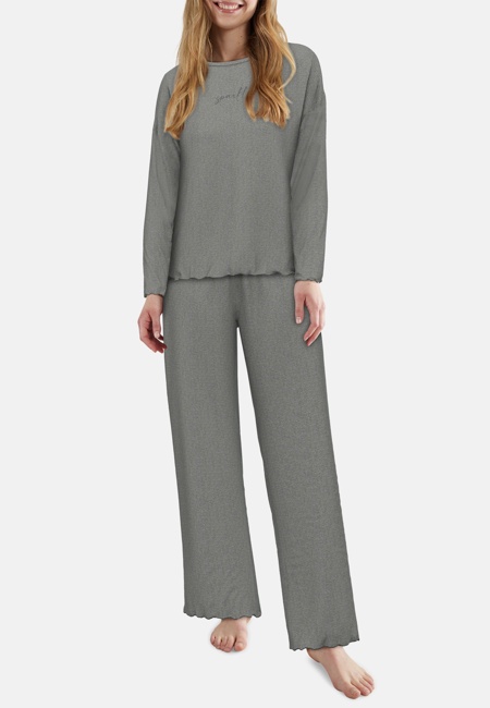 TOM TAILOR Damen Pyjama grau melange