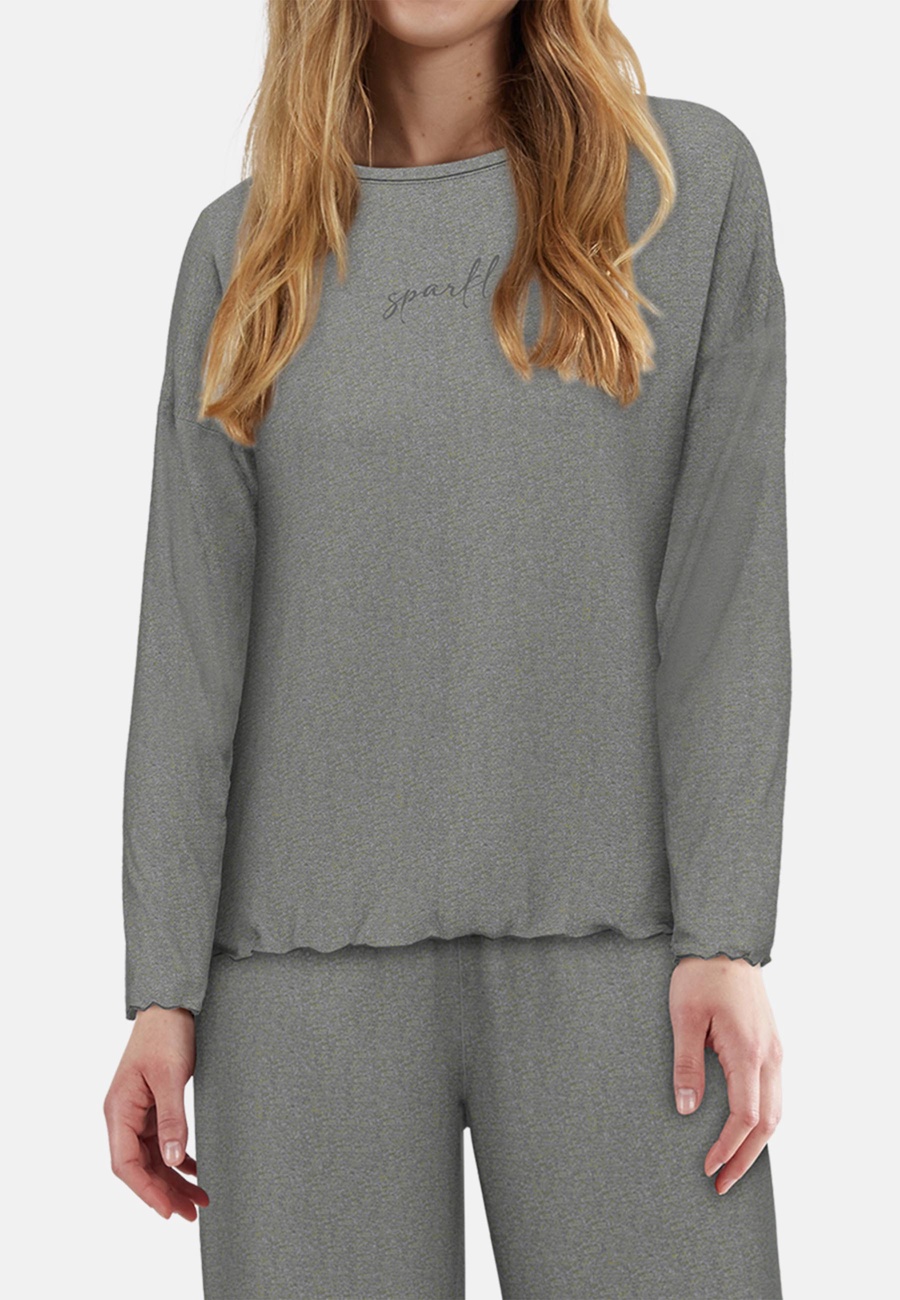 TOM TAILOR Damen Pyjama grau melange