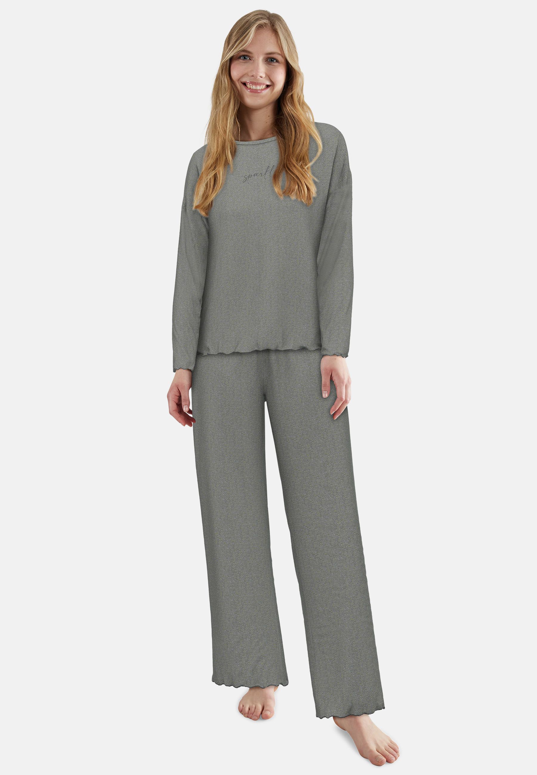 TOM TAILOR Damen Pyjama grau melange