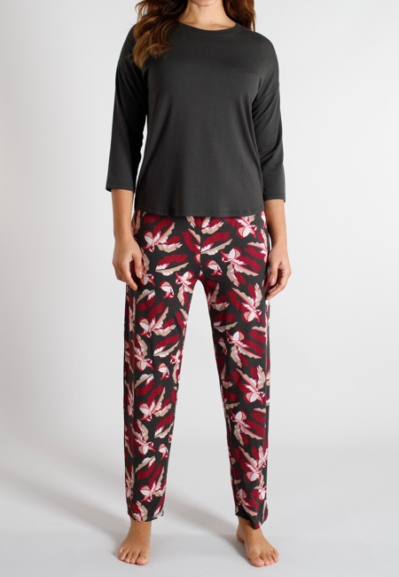 TOM TAILOR Damen Pyjama grau bedruckt