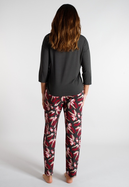 TOM TAILOR Damen Pyjama grau bedruckt