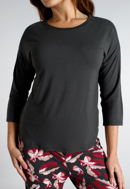 TOM TAILOR Damen Pyjama grau bedruckt