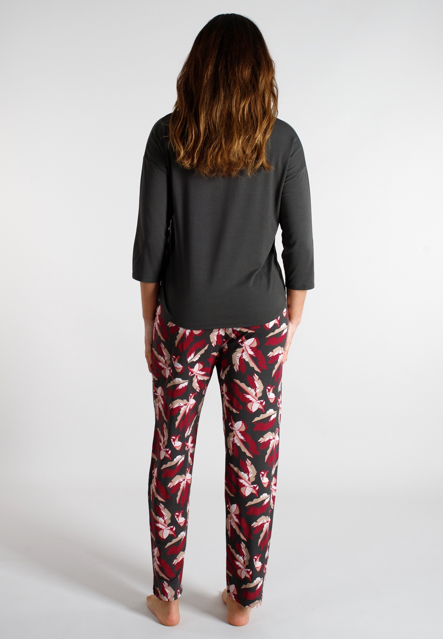 TOM TAILOR Damen Pyjama grau bedruckt
