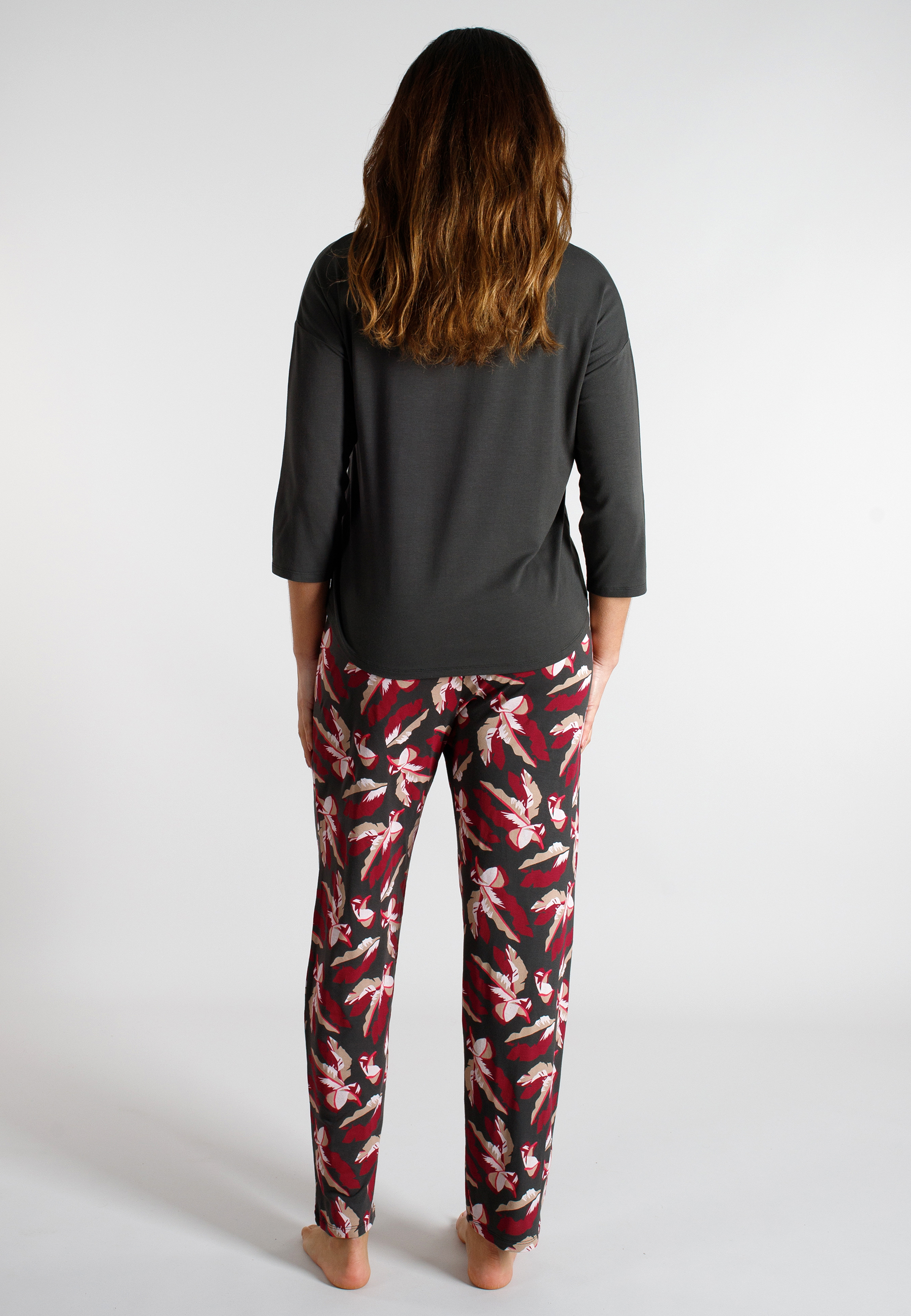 TOM TAILOR Damen Pyjama grau bedruckt