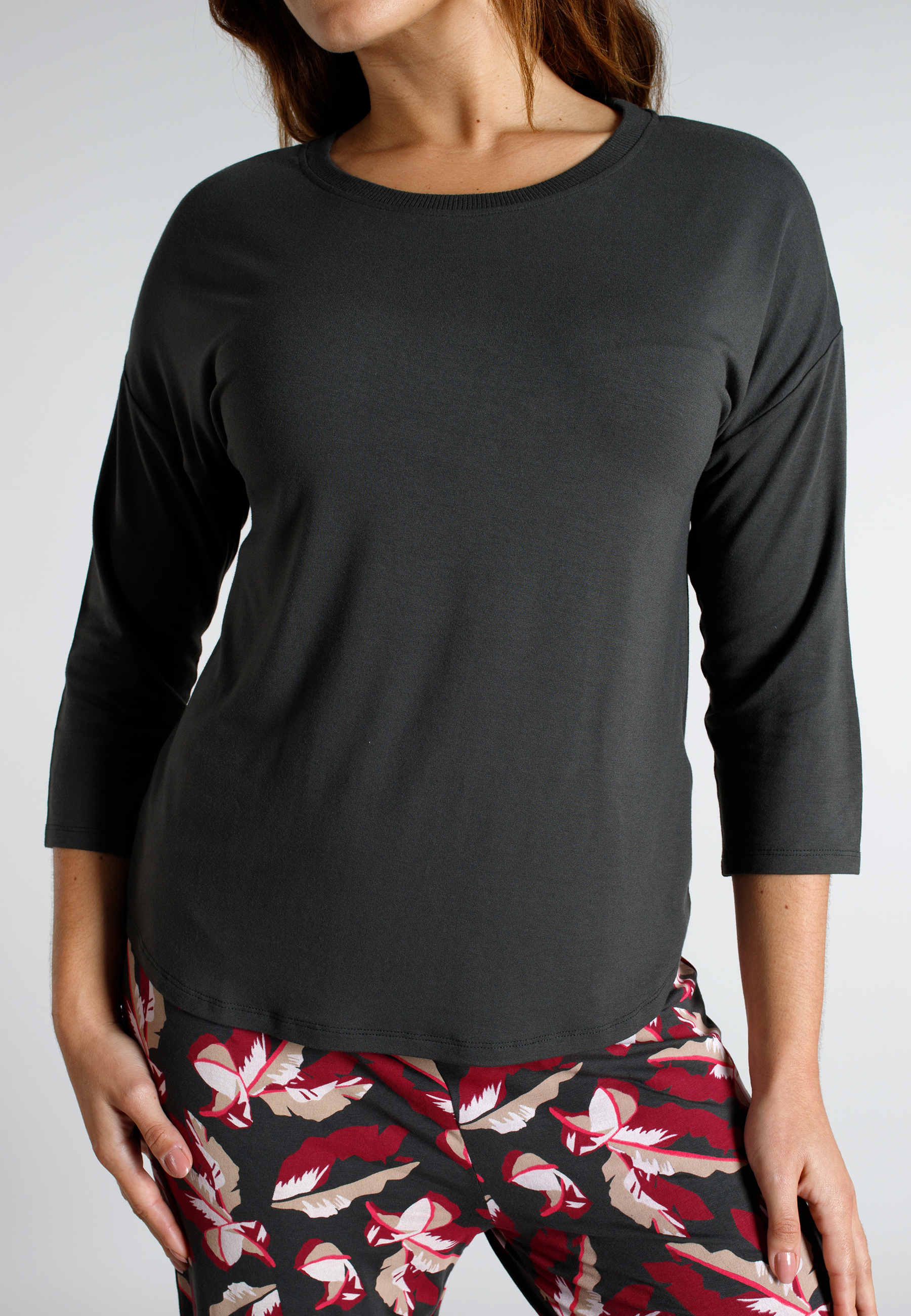 TOM TAILOR Damen Pyjama grau bedruckt