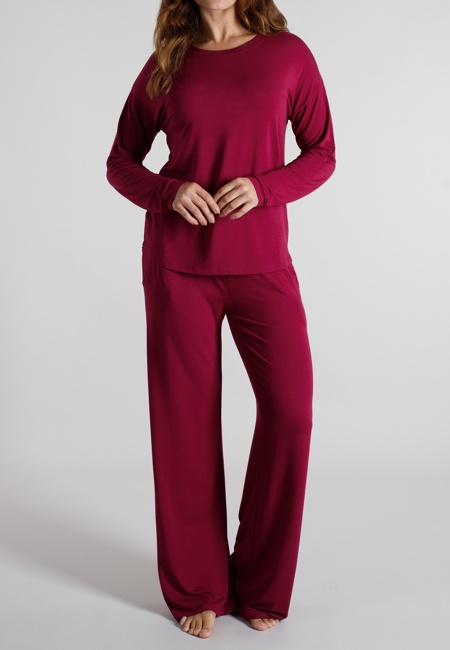 TOM TAILOR Damen Pyjama rot uni