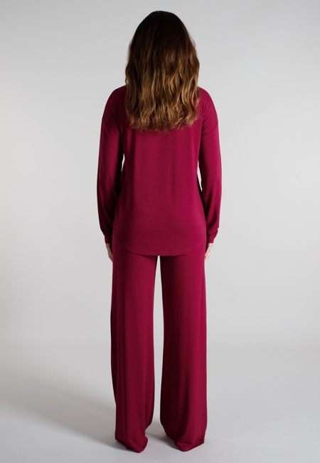 TOM TAILOR Damen Pyjama rot uni