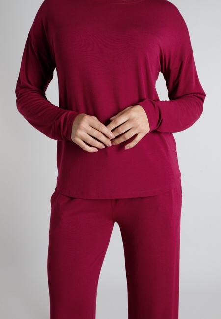 TOM TAILOR Damen Pyjama rot uni