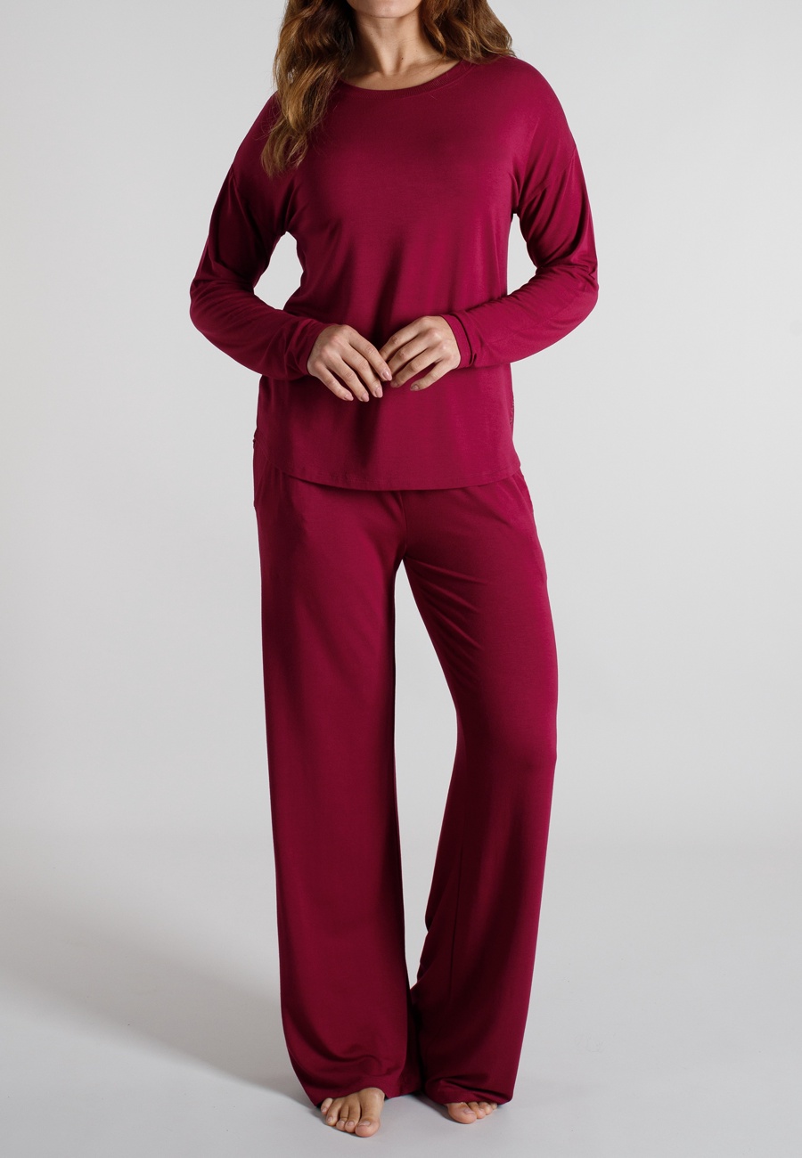 TOM TAILOR Damen Pyjama rot uni