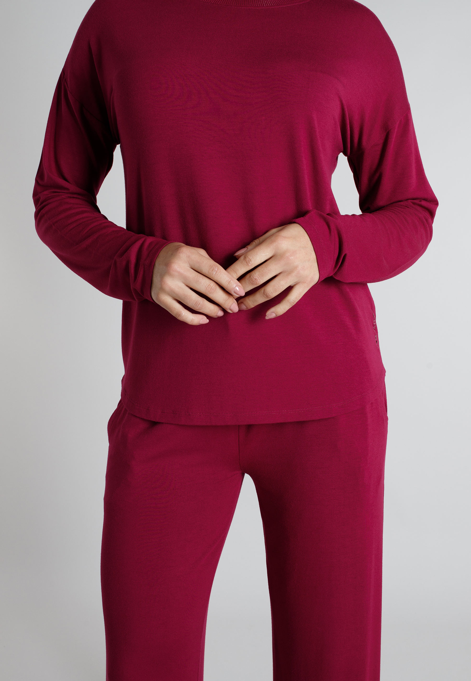 TOM TAILOR Damen Pyjama rot uni