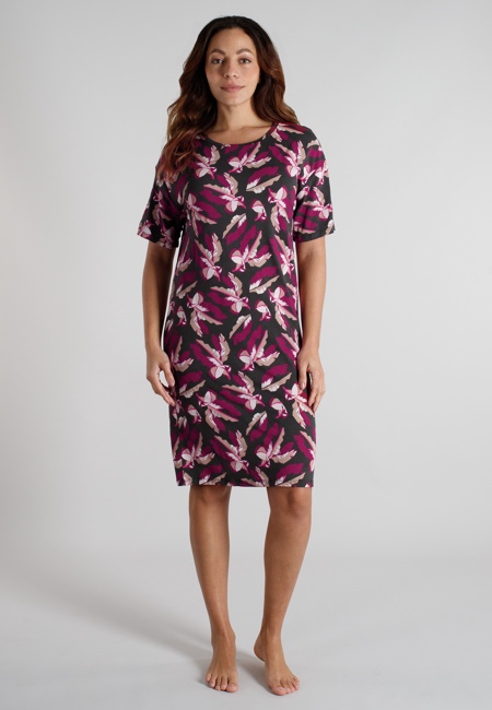 TOM TAILOR Damen Nachthemd rot bedruckt