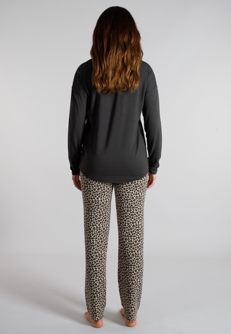 TOM TAILOR Damen Pyjama grau bedruckt