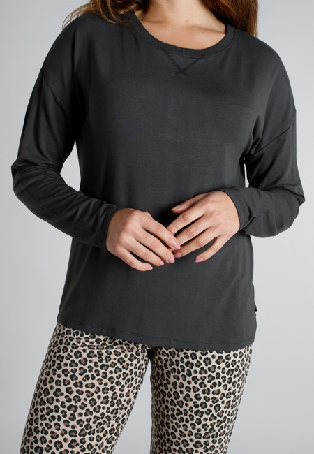 TOM TAILOR Damen Pyjama grau bedruckt