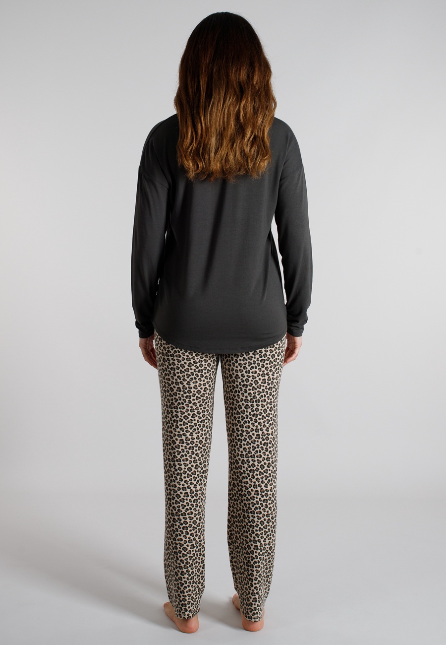 TOM TAILOR Damen Pyjama grau bedruckt
