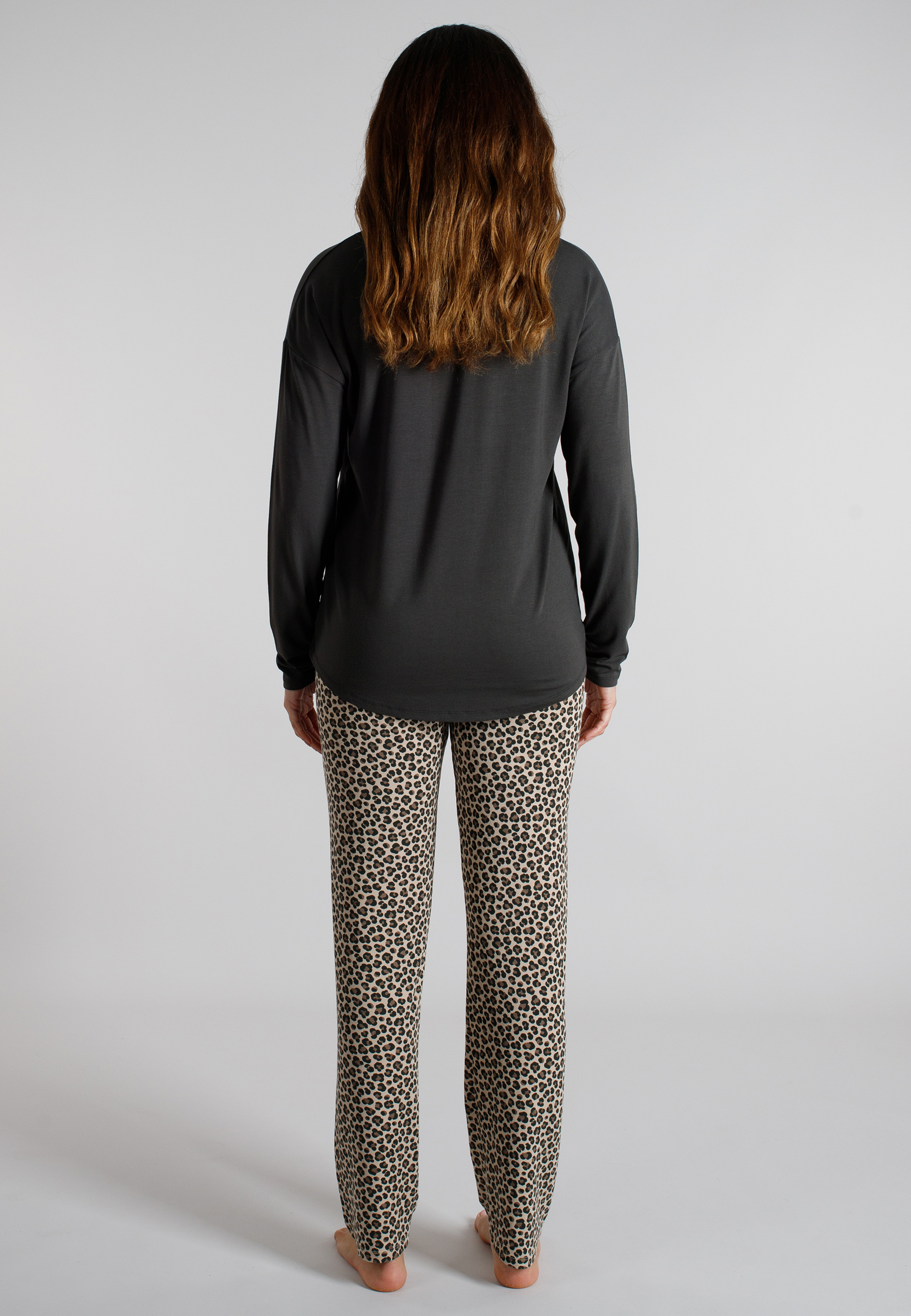 TOM TAILOR Damen Pyjama grau bedruckt