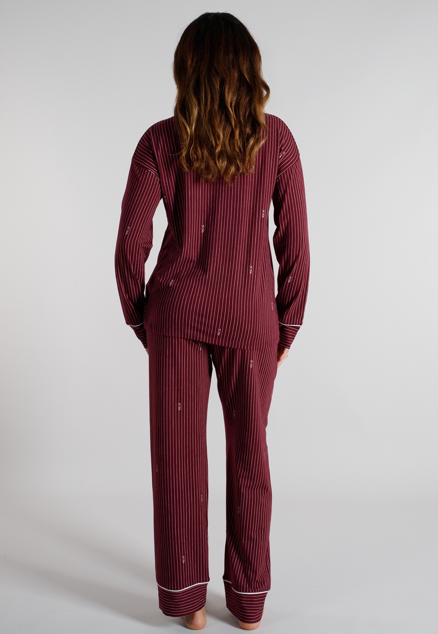 TOM TAILOR Damen Pyjama rot längsgestreift