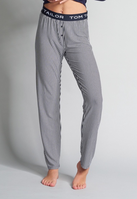 Damen Lange-Hose blau längsgestreift