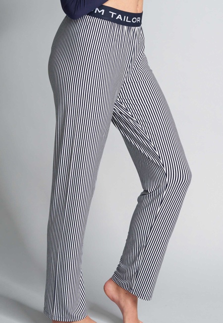 Damen Lange-Hose blau längsgestreift