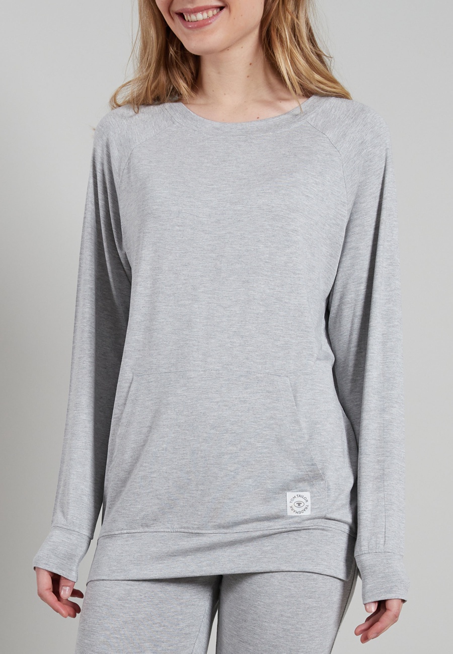 TOM TAILOR Damen Longsleeve grau uni