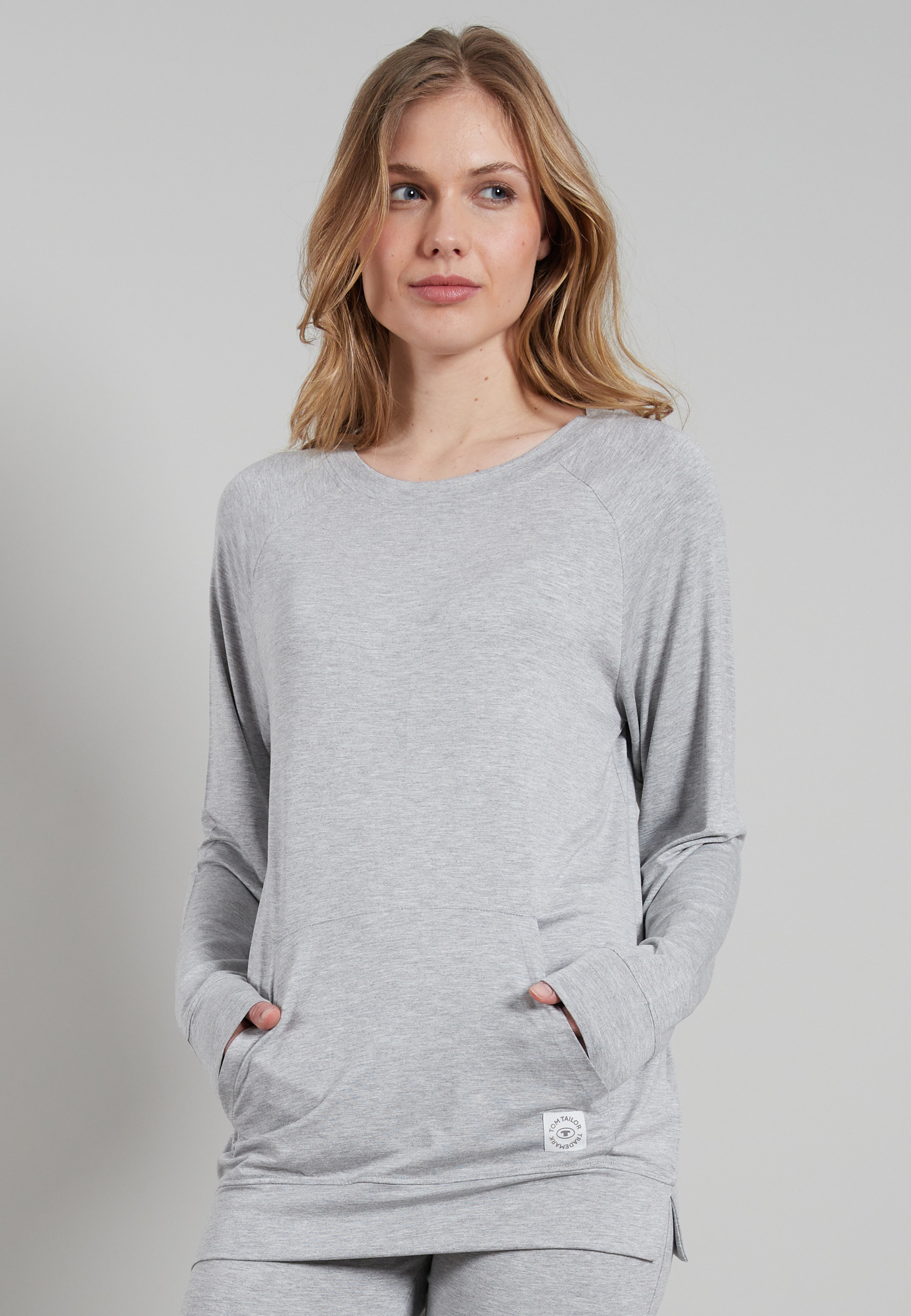 TOM TAILOR Damen Longsleeve grau uni