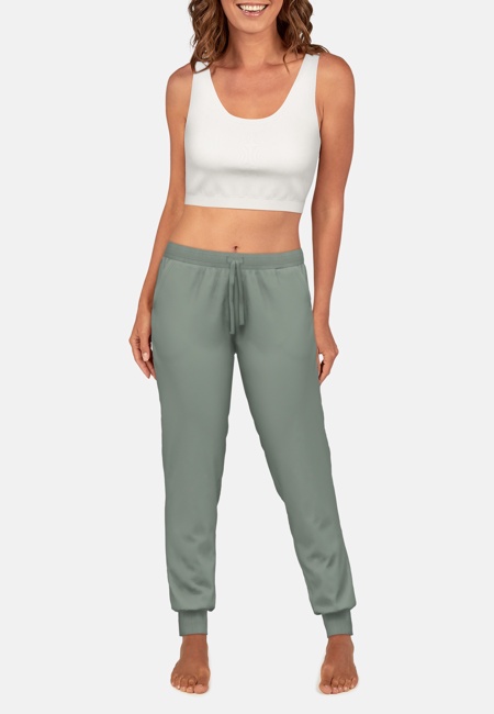 TOM TAILOR Damen Lange-Hose grün uni
