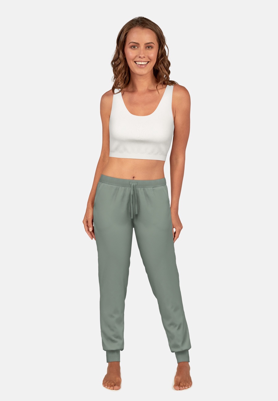 TOM TAILOR Damen Lange-Hose grün uni