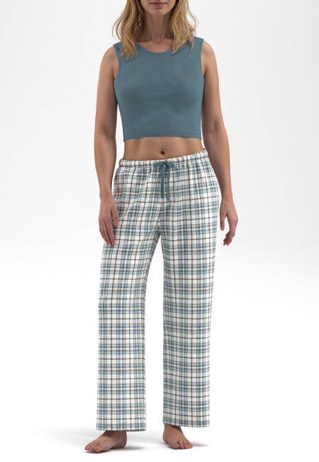 TOM TAILOR Damen Lange-Hose grün kariert