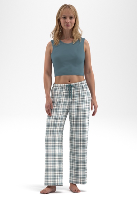 TOM TAILOR Damen Lange-Hose grün kariert