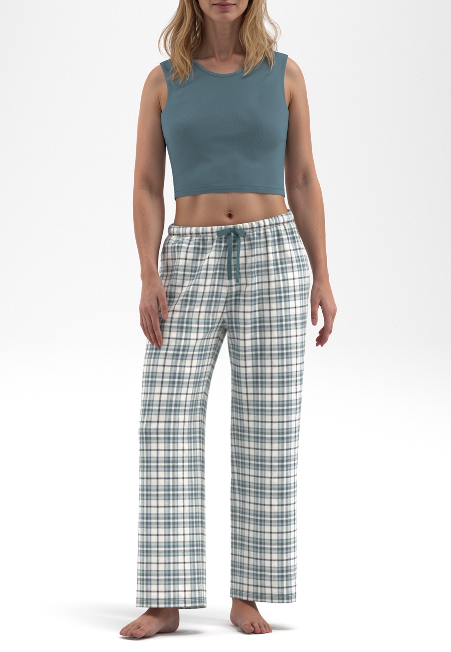 TOM TAILOR Damen Lange-Hose grün kariert