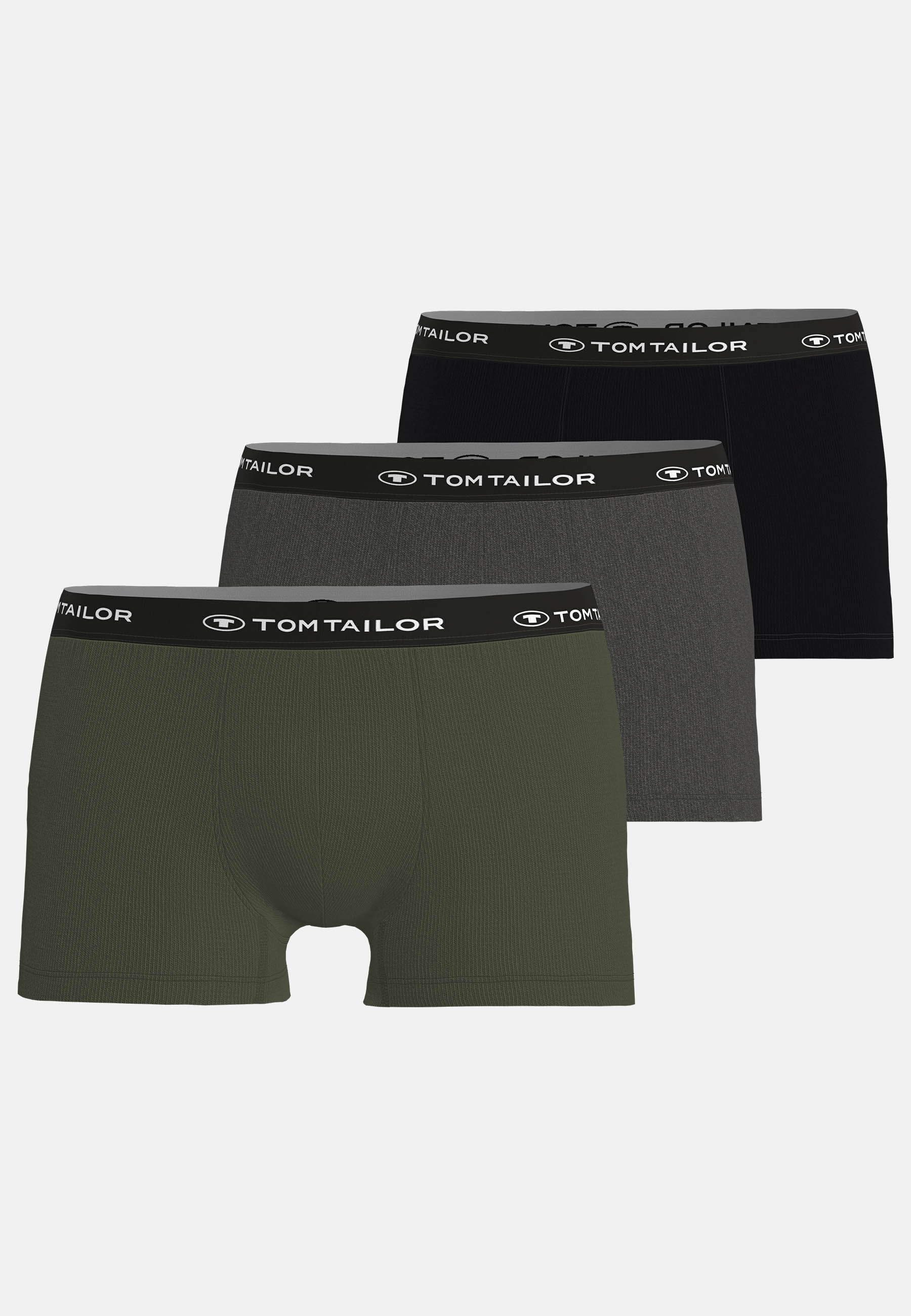 TOM TAILOR Herren Pants grün uni 3er Pack