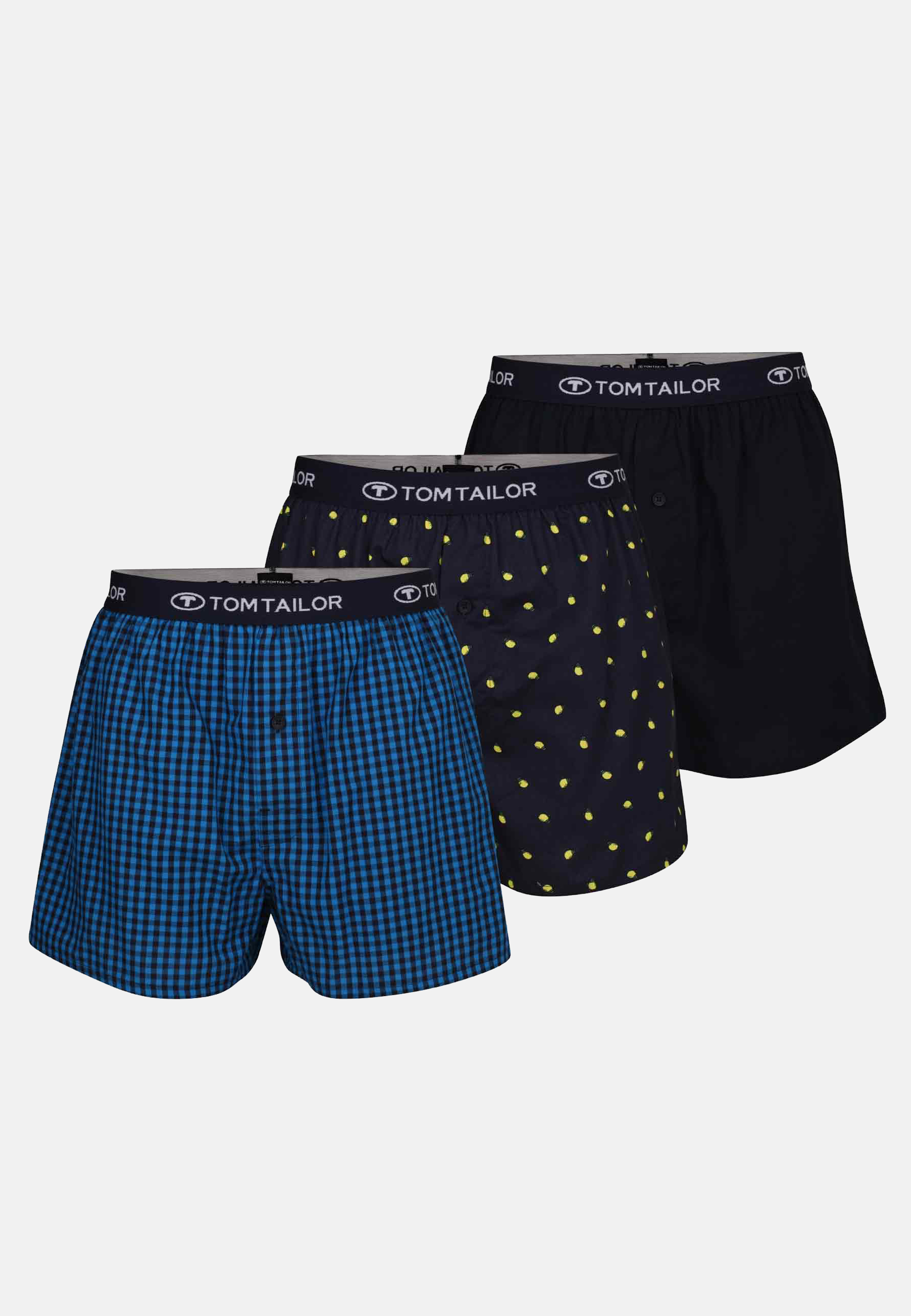 TOM TAILOR Herren Boxershort blau bedruckt 3er Pack