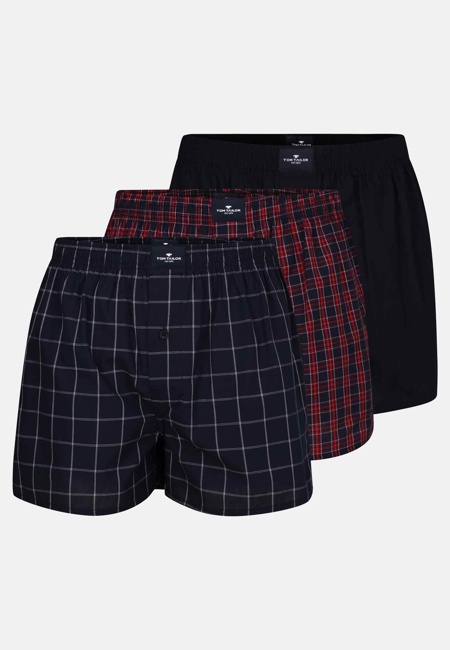 TOM TAILOR Herren Boxershort rot kariert 3er Pack