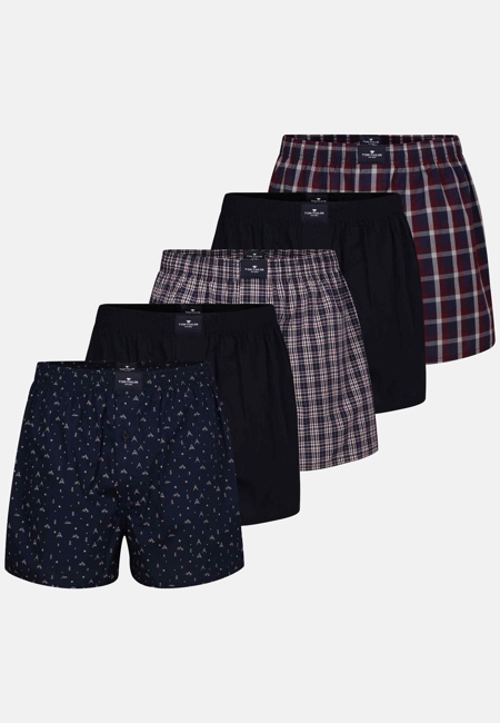 TOM TAILOR Herren Boxershort blau kariert 5er Pack