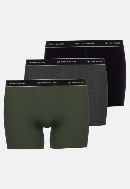 TOM TAILOR Herren Long-Pants grün uni 3er Pack
