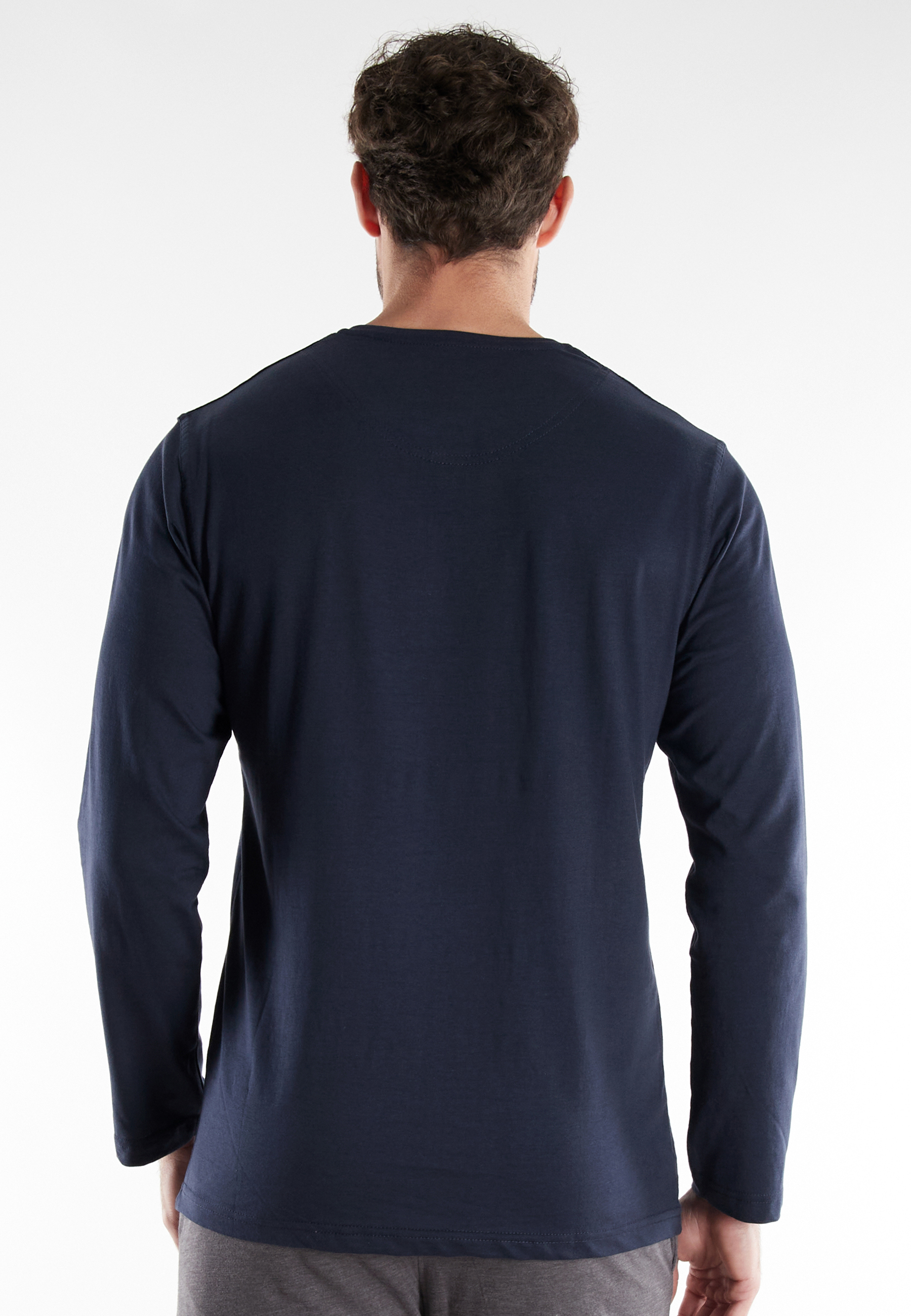 TOM TAILOR Herren Longsleeve blau uni