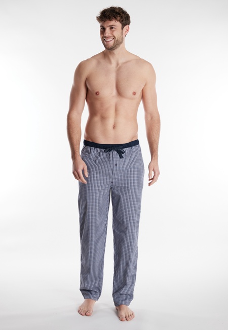 TOM TAILOR Herren Lange-Hose blau kariert