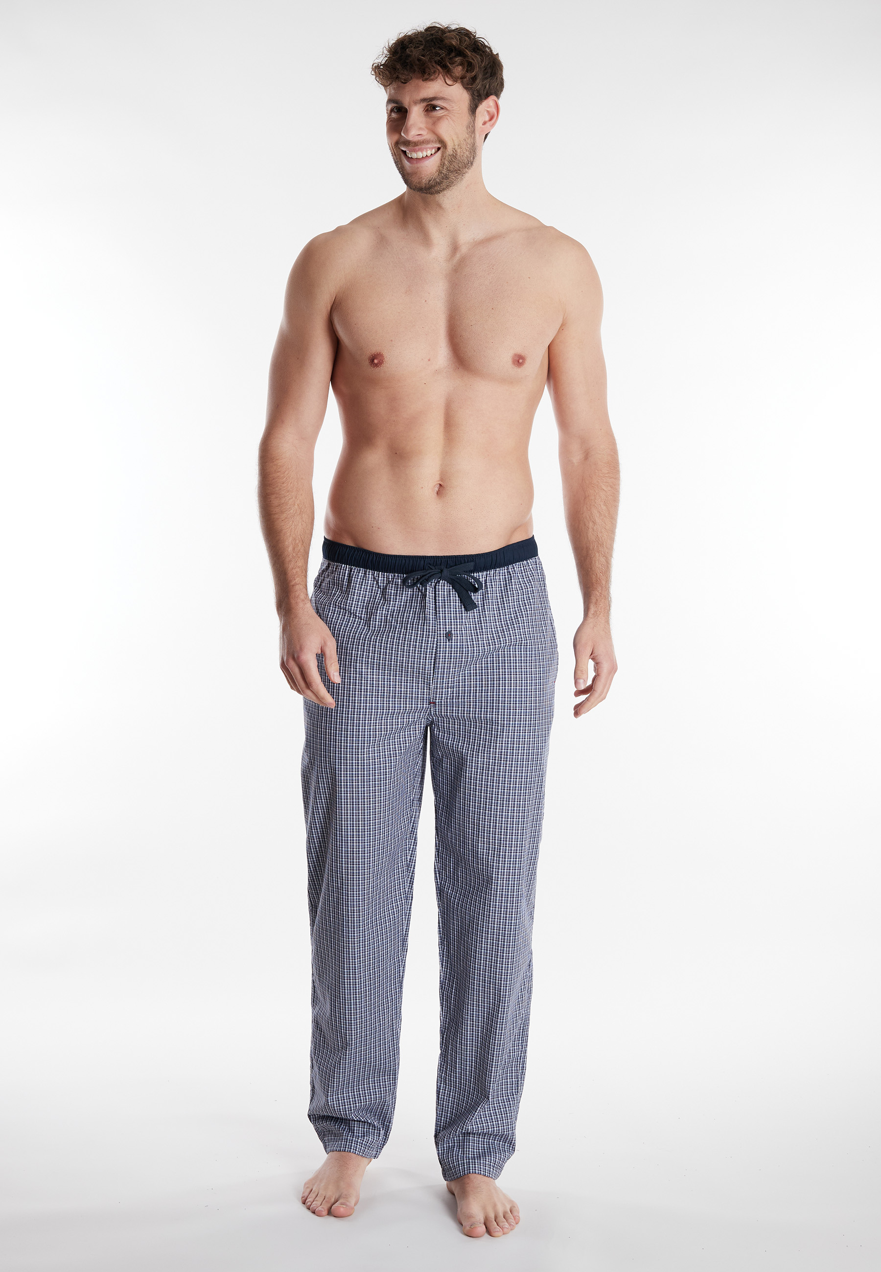 TOM TAILOR Herren Lange-Hose blau kariert