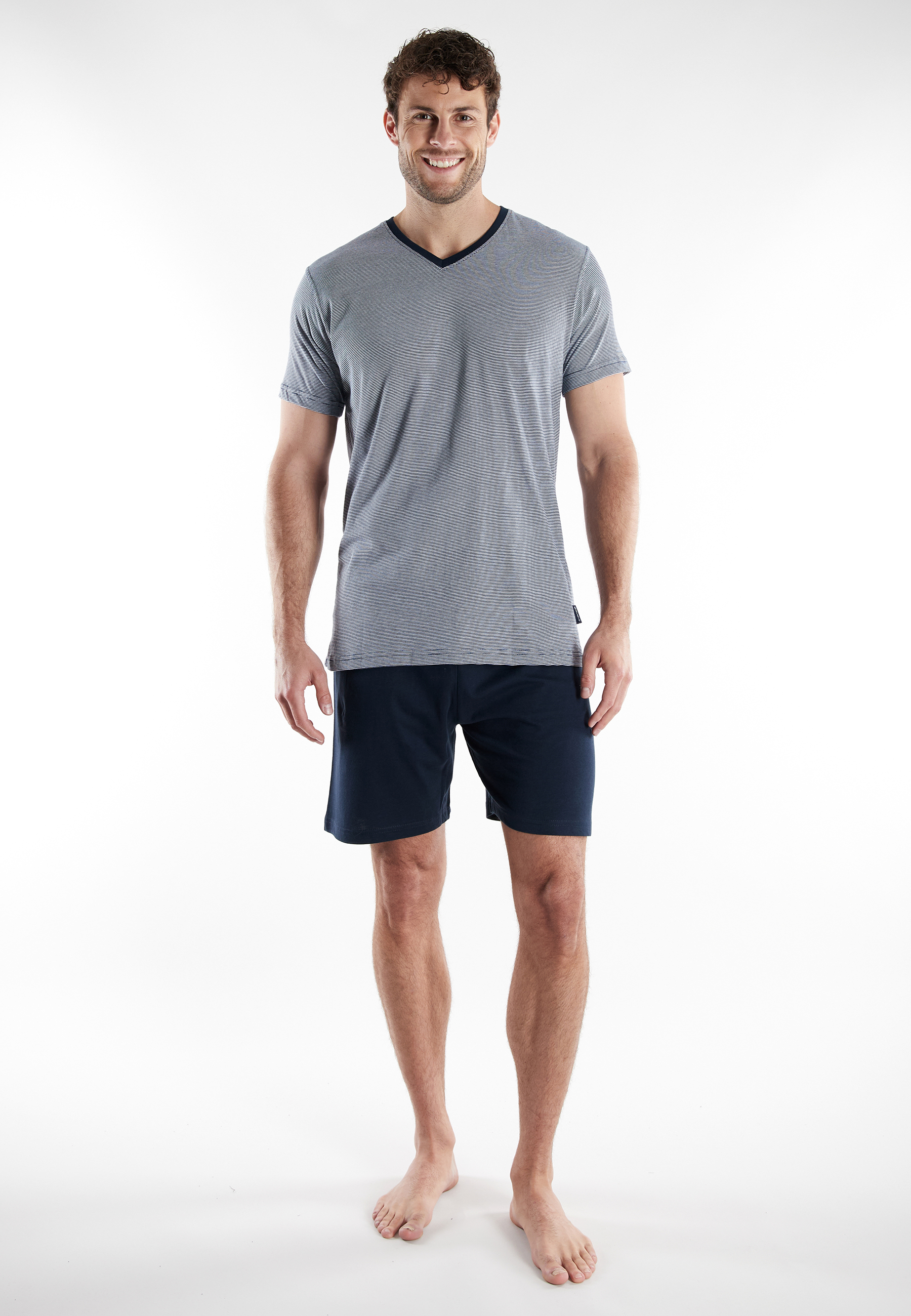 TOM TAILOR Herren Shorty blau quergestreift