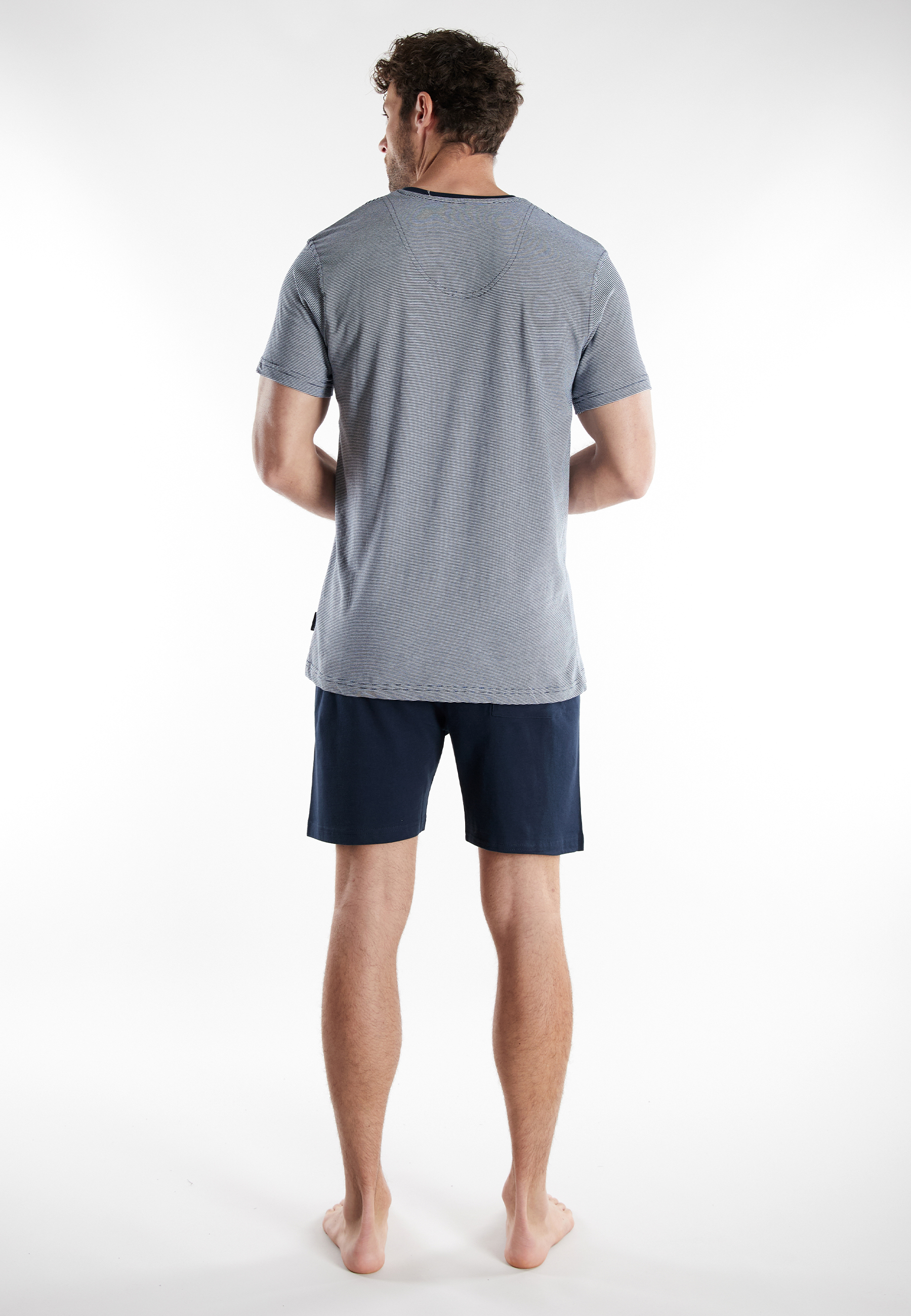 TOM TAILOR Herren Shorty blau quergestreift