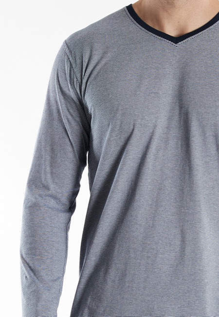 TOM TAILOR Herren Pyjama blau quergestreift