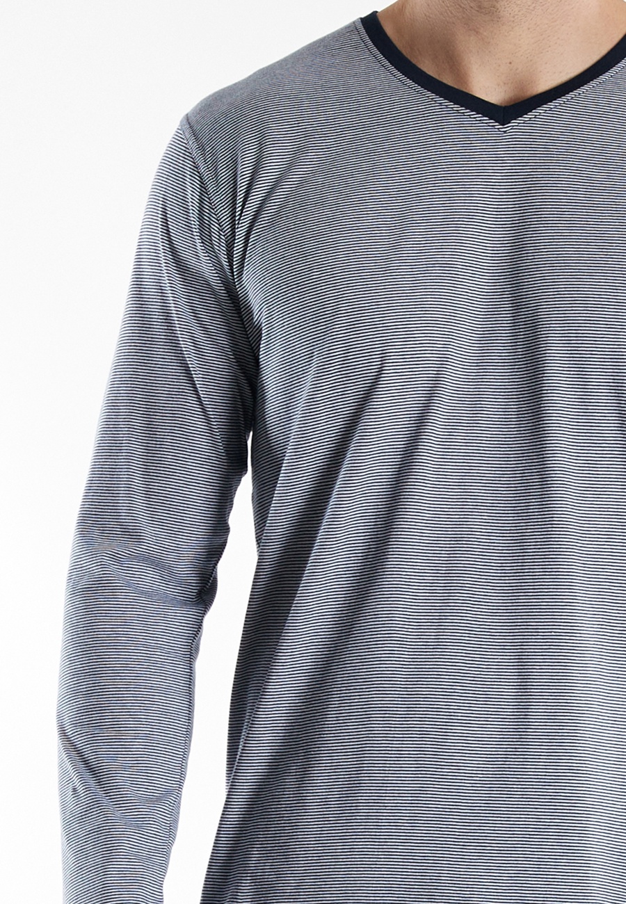 TOM TAILOR Herren Pyjama blau quergestreift