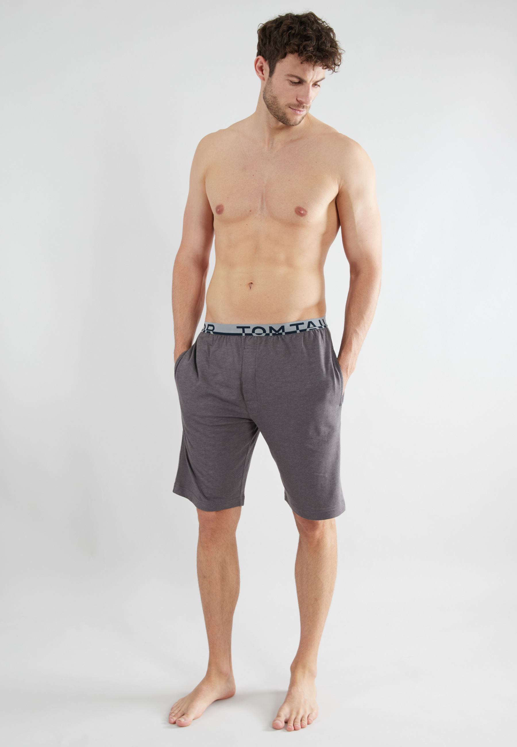 TOM TAILOR Herren Bermuda grau melange