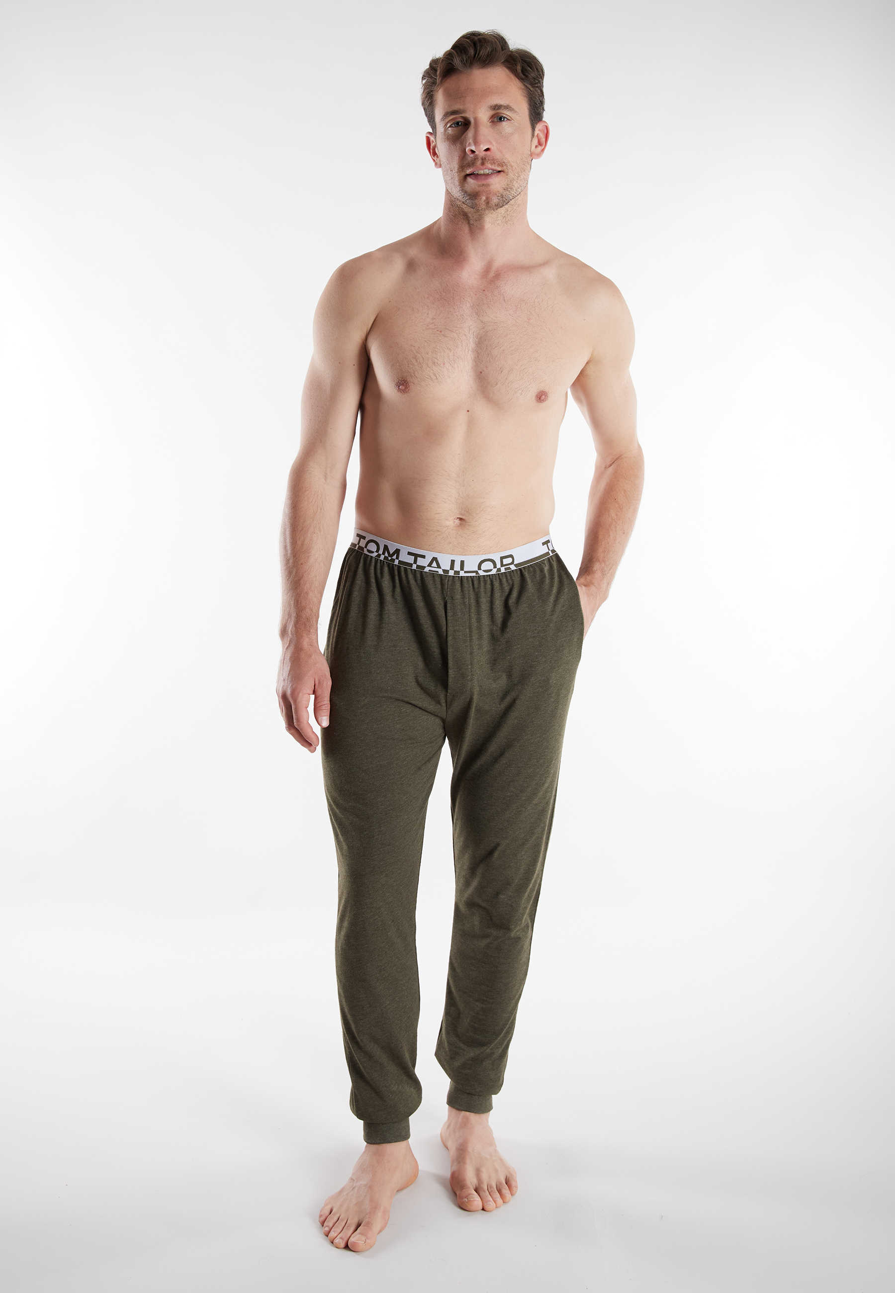 TOM TAILOR Herren Lange-Hose grün melange