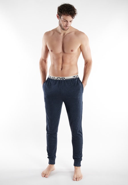 TOM TAILOR Herren Lange-Hose blau melange