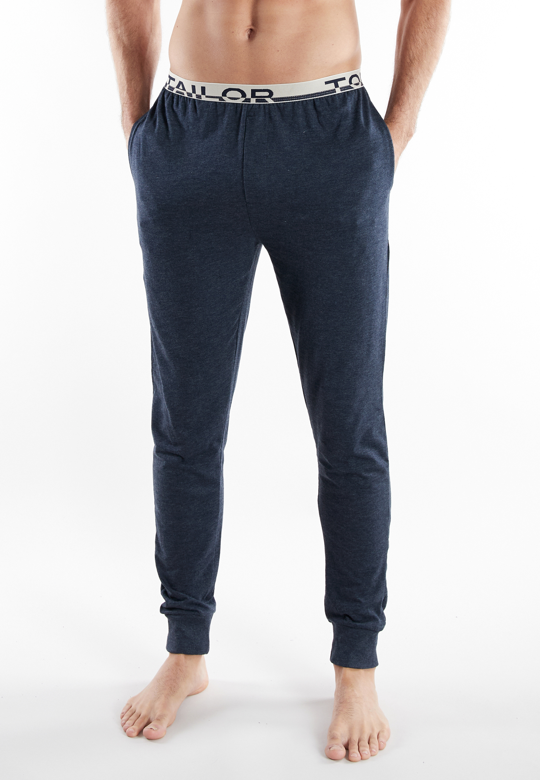 TOM TAILOR Herren Lange-Hose blau melange