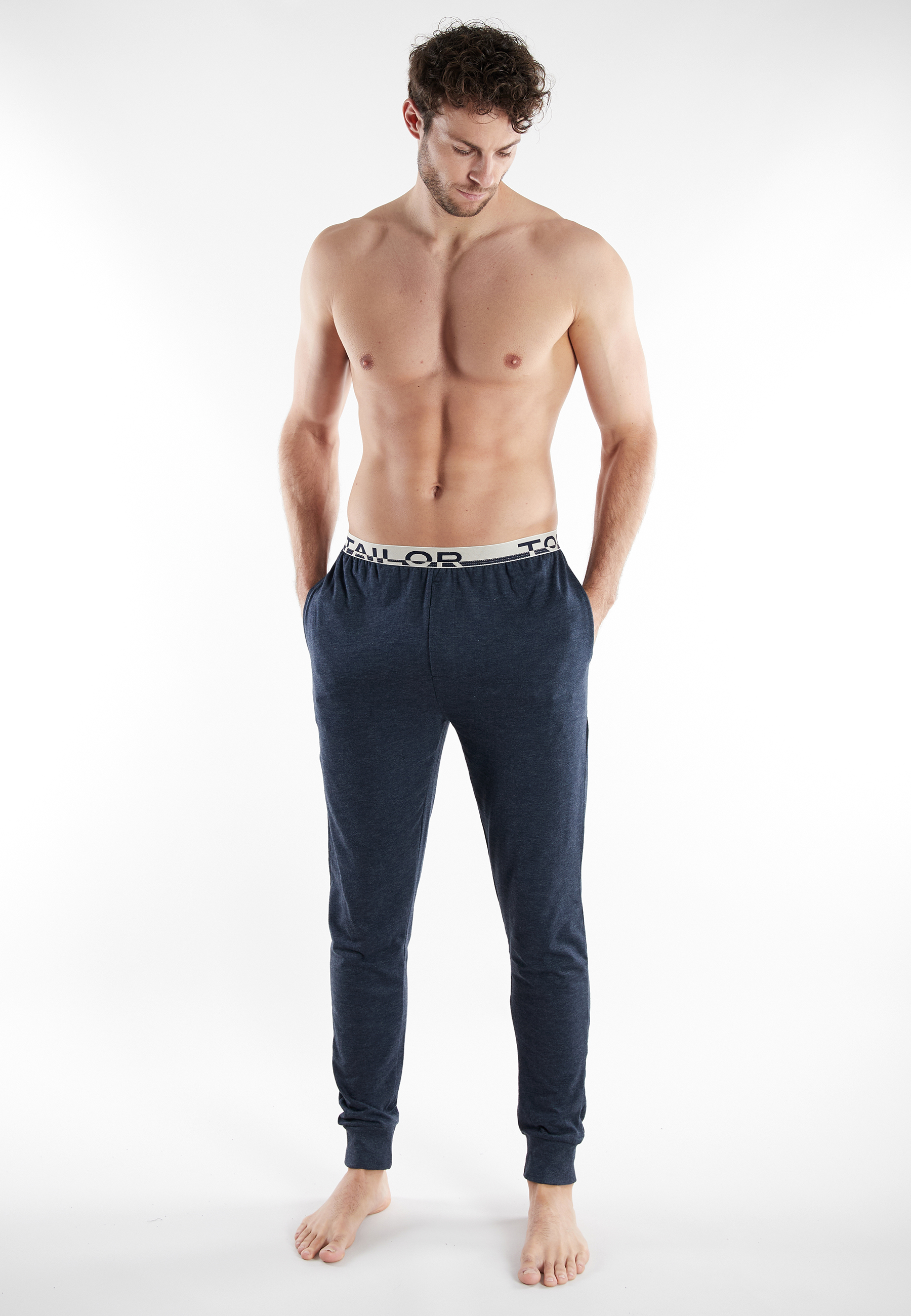 TOM TAILOR Herren Lange-Hose blau melange